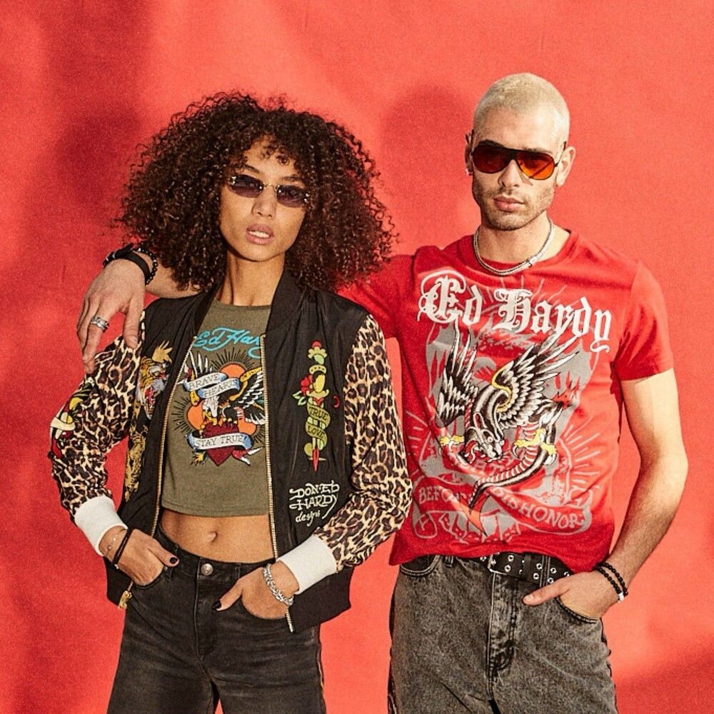 NWT Ed Hardy Y2K Bomber Jacket Tiger Dagger Souvenir Leopard Sleeves Size S New - Picture 2 of 16